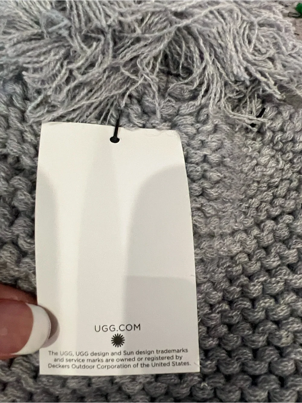 UGG Beanie Light Gray One Size Knit Pom Pom Hat NWT
